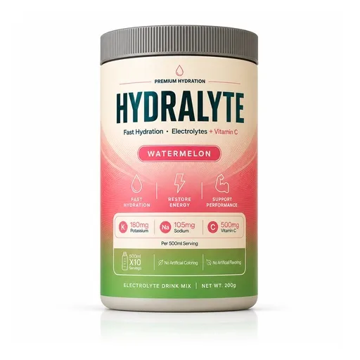 Hydralyte Watermelon 200 g jar, ten 500 ml serves